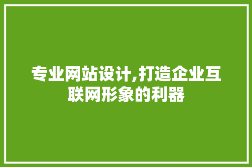 专业网站设计,打造企业互联网形象的利器 专业网站设计,打造企业互联网形象的利器 网站建设公司