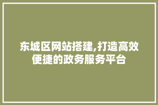 东城区网站搭建,打造高效便捷的政务服务平台 东城区网站搭建,打造高效便捷的政务服务平台 必应SEO