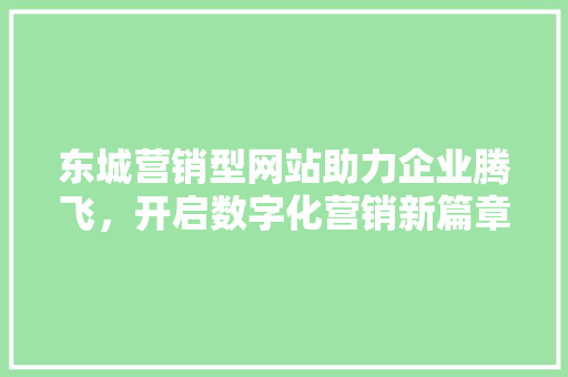 东城营销型网站助力企业腾飞，开启数字化营销新篇章 东城营销型网站助力企业腾飞，开启数字化营销新篇章 必应SEO