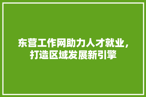 东营工作网助力人才就业，打造区域发展新引擎