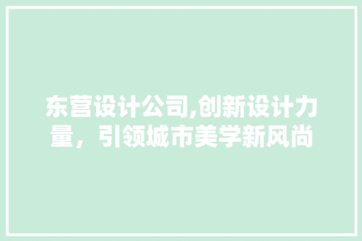 东营设计公司,创新设计力量，引领城市美学新风尚 东营设计公司,创新设计力量，引领城市美学新风尚 百度SEO