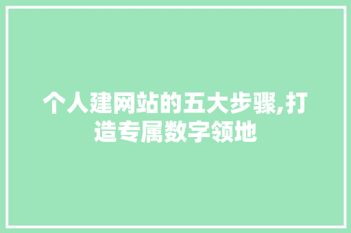 个人建网站的五大步骤,打造专属数字领地 个人建网站的五大步骤,打造专属数字领地 必应SEO