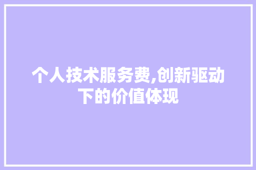 个人技术服务费,创新驱动下的价值体现