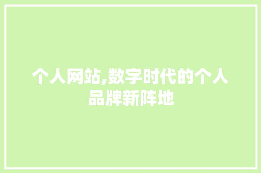 个人网站,数字时代的个人品牌新阵地 个人网站,数字时代的个人品牌新阵地 神马SEO