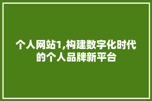个人网站1,构建数字化时代的个人品牌新平台 个人网站1,构建数字化时代的个人品牌新平台 SEO关键词