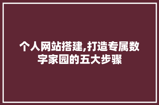 个人网站搭建,打造专属数字家园的五大步骤 个人网站搭建,打造专属数字家园的五大步骤 网站建设公司