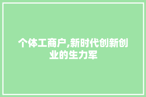 个体工商户,新时代创新创业的生力军 个体工商户,新时代创新创业的生力军 SEO关键词