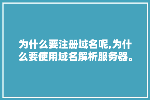 为什么要注册域名呢,为什么要使用域名解析服务器。