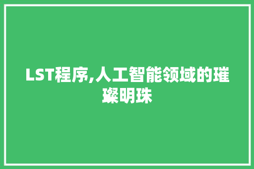 LST程序,人工智能领域的璀璨明珠