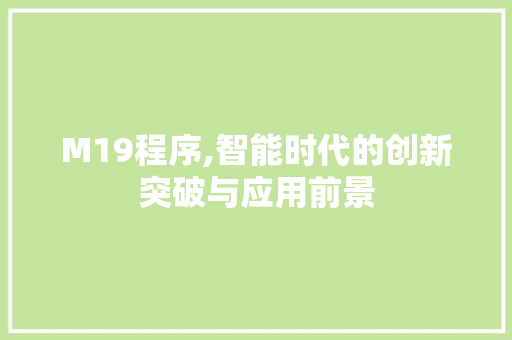 M19程序,智能时代的创新突破与应用前景 M19程序,智能时代的创新突破与应用前景 网站建设公司