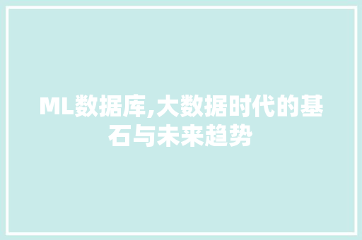 ML数据库,大数据时代的基石与未来趋势 ML数据库,大数据时代的基石与未来趋势 神马SEO