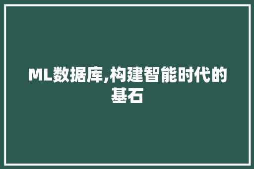 ML数据库,构建智能时代的基石 ML数据库,构建智能时代的基石 神马SEO