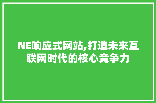 NE响应式网站,打造未来互联网时代的核心竞争力 NE响应式网站,打造未来互联网时代的核心竞争力 网站建设公司