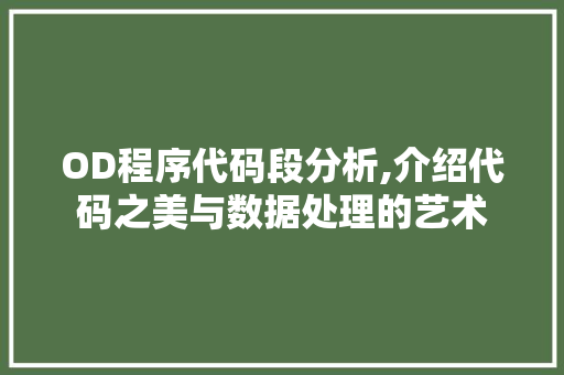 OD程序代码段分析,介绍代码之美与数据处理的艺术 OD程序代码段分析,介绍代码之美与数据处理的艺术 神马SEO