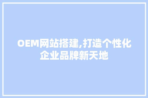 OEM网站搭建,打造个性化企业品牌新天地