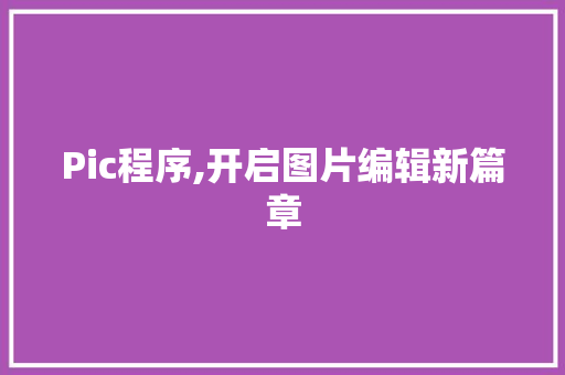 Pic程序,开启图片编辑新篇章 Pic程序,开启图片编辑新篇章 网站建设公司