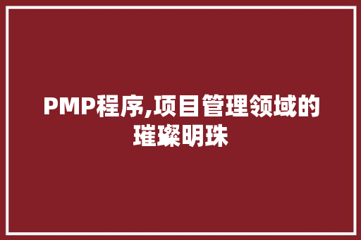 PMP程序,项目管理领域的璀璨明珠