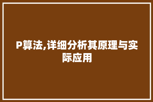 P算法,详细分析其原理与实际应用 P算法,详细分析其原理与实际应用 SEO关键词