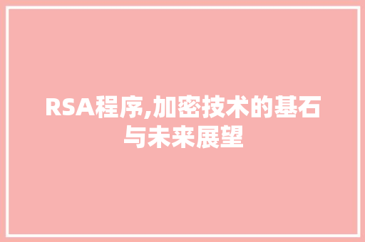 RSA程序,加密技术的基石与未来展望 RSA程序,加密技术的基石与未来展望 神马SEO