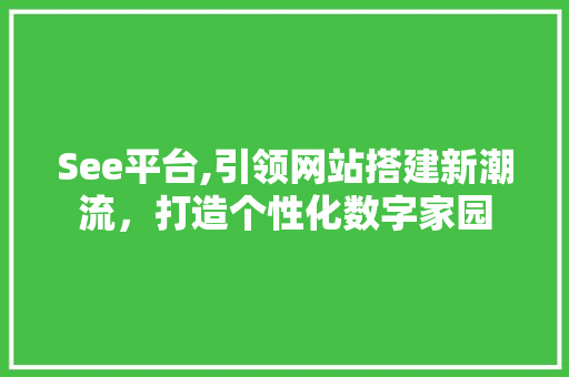 See平台,引领网站搭建新潮流，打造个性化数字家园 See平台,引领网站搭建新潮流，打造个性化数字家园 SEO关键词