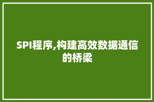 SPI程序,构建高效数据通信的桥梁 SPI程序,构建高效数据通信的桥梁 百度SEO