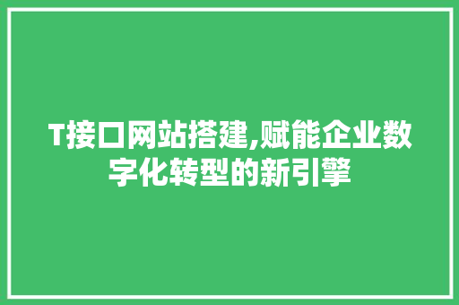 T接口网站搭建,赋能企业数字化转型的新引擎 T接口网站搭建,赋能企业数字化转型的新引擎 SEO关键词