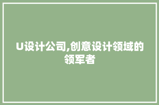 U设计公司,创意设计领域的领军者 U设计公司,创意设计领域的领军者 百度SEO