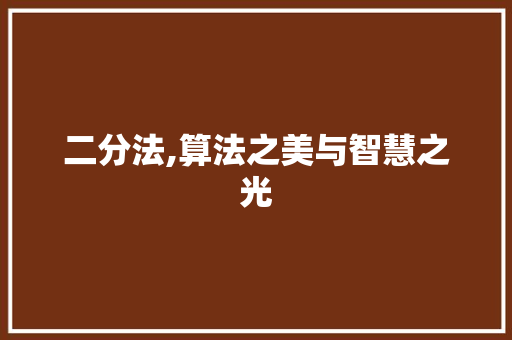 二分法,算法之美与智慧之光 二分法,算法之美与智慧之光 网站建设公司