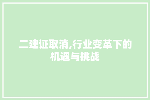 二建证取消,行业变革下的机遇与挑战 二建证取消,行业变革下的机遇与挑战 必应SEO