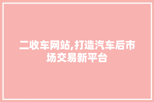 二收车网站,打造汽车后市场交易新平台 二收车网站,打造汽车后市场交易新平台 必应SEO