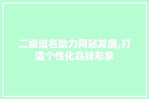 二级域名助力网站发展,打造个性化品牌形象 二级域名助力网站发展,打造个性化品牌形象 百度SEO