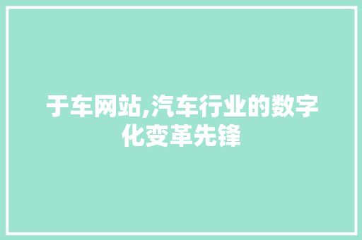 于车网站,汽车行业的数字化变革先锋 于车网站,汽车行业的数字化变革先锋 神马SEO