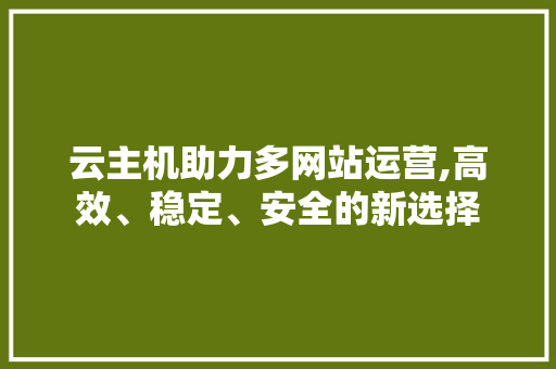 云主机助力多网站运营,高效、稳定、安全的新选择 云主机助力多网站运营,高效、稳定、安全的新选择 百度SEO