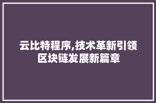 云比特程序,技术革新引领区块链发展新篇章 云比特程序,技术革新引领区块链发展新篇章 网站建设公司