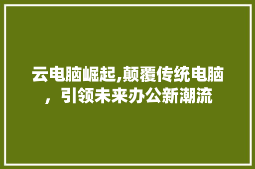 云电脑崛起,颠覆传统电脑，引领未来办公新潮流 云电脑崛起,颠覆传统电脑，引领未来办公新潮流 必应SEO