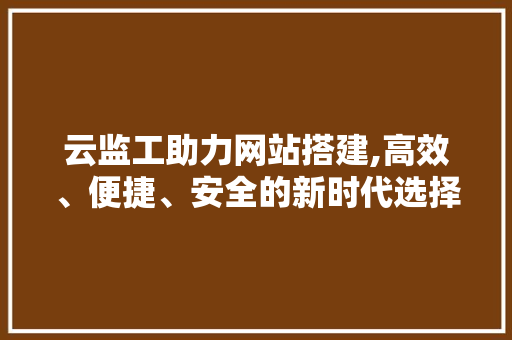 云监工助力网站搭建,高效、便捷、安全的新时代选择 云监工助力网站搭建,高效、便捷、安全的新时代选择 网站建设公司