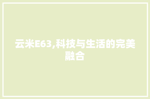 云米E63,科技与生活的完美融合 云米E63,科技与生活的完美融合 网站建设公司