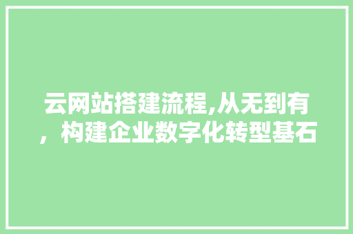 云网站搭建流程,从无到有，构建企业数字化转型基石 云网站搭建流程,从无到有，构建企业数字化转型基石 神马SEO