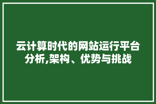 云计算时代的网站运行平台分析,架构、优势与挑战 云计算时代的网站运行平台分析,架构、优势与挑战 SEO关键词