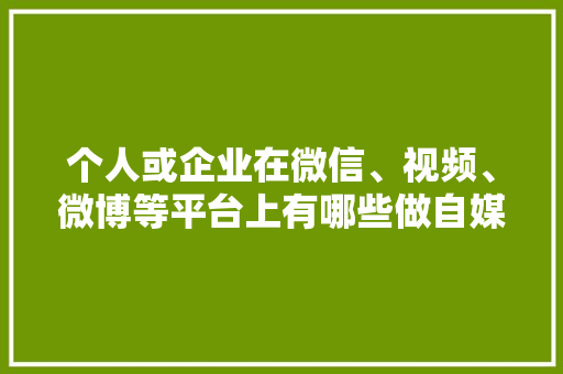 个人或企业在微信、视频、微博等平台上有哪些做自媒体的初衷呢,为什么想做微博运营呢。 个人或企业在微信、视频、微博等平台上有哪些做自媒体的初衷呢,为什么想做微博运营呢。 SEO关键词