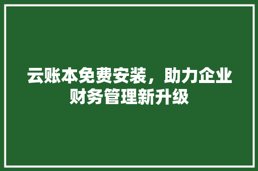 云账本免费安装，助力企业财务管理新升级