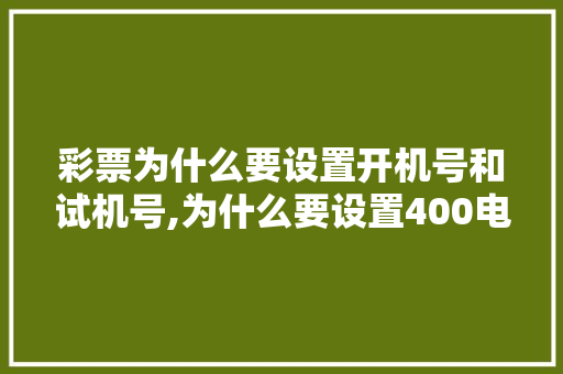 彩票为什么要设置开机号和试机号,为什么要设置400电话。 彩票为什么要设置开机号和试机号,为什么要设置400电话。 网站建设公司