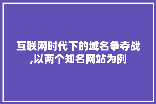 互联网时代下的域名争夺战,以两个知名网站为例 互联网时代下的域名争夺战,以两个知名网站为例 SEO关键词