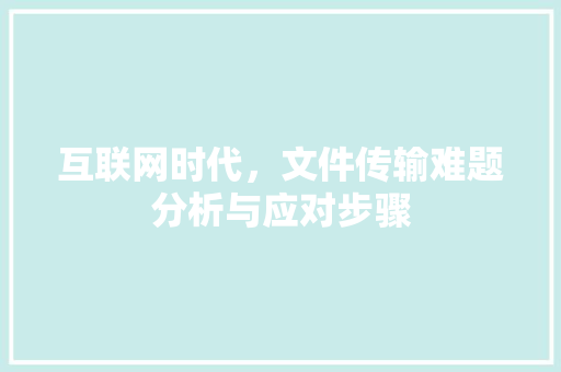 互联网时代，文件传输难题分析与应对步骤 互联网时代，文件传输难题分析与应对步骤 SEO关键词