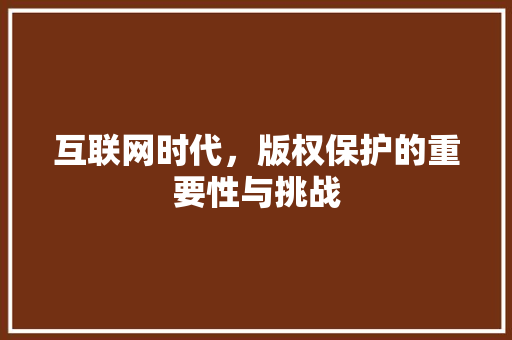 互联网时代，版权保护的重要性与挑战 互联网时代，版权保护的重要性与挑战 SEO关键词