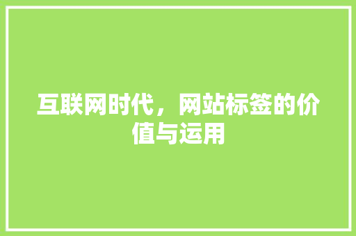 互联网时代，网站标签的价值与运用 互联网时代，网站标签的价值与运用 百度SEO