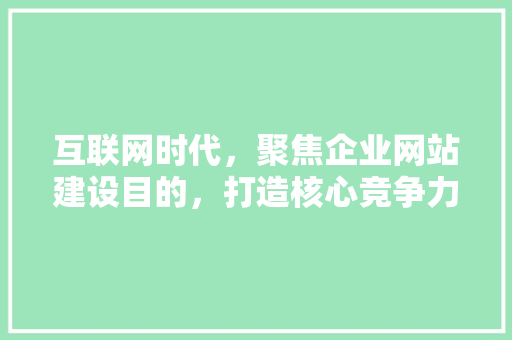 互联网时代，聚焦企业网站建设目的，打造核心竞争力 互联网时代，聚焦企业网站建设目的，打造核心竞争力 必应SEO