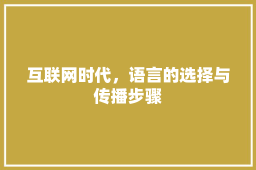 互联网时代，语言的选择与传播步骤 互联网时代，语言的选择与传播步骤 神马SEO