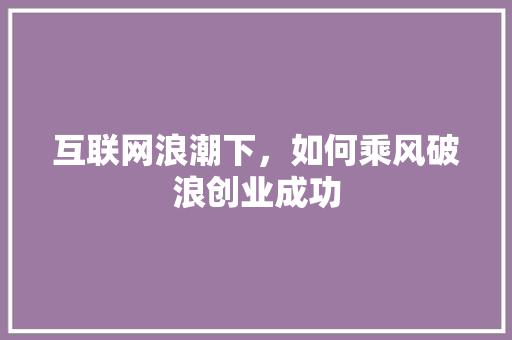 互联网浪潮下，如何乘风破浪创业成功 互联网浪潮下，如何乘风破浪创业成功 网站建设公司