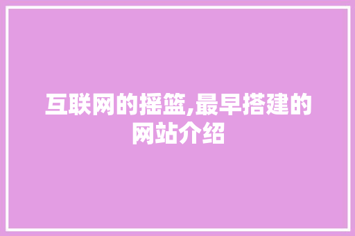 互联网的摇篮,最早搭建的网站介绍 互联网的摇篮,最早搭建的网站介绍 神马SEO